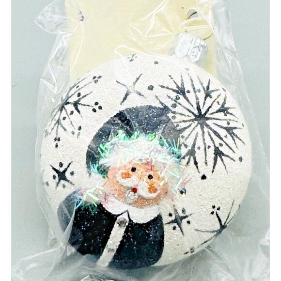 Patricia Breen Black White Santa Snowflake Medallion Christmas Ornament Sealed - Picture 2 of 7